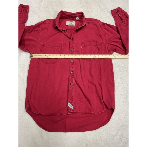 Levi's Jeans Mens Size Medium Red Denim Jean Shirt Western Cowboy Button Up - Picture 5 of 9